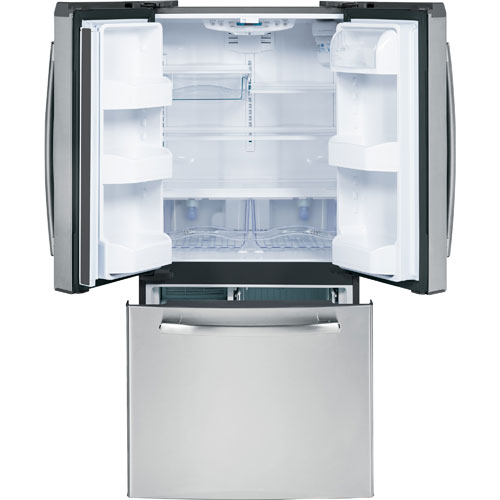 GE GNS23GSHSS 22.7 CuFt Stainless Steel 3 Door Bottom Freezer