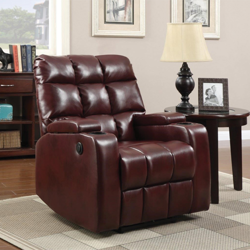 Global Furniture 97570 Liberty Home Theatre Power Burgundy Recliner | BrandsMart USA