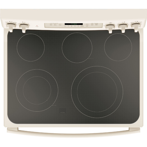 GE JB750DJCC 30" Bisque/Biscuit Smooth Top Range With 5.3 CuFt Self