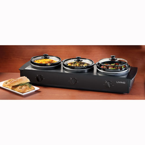 Nostalgia TSC250BLK 2.5 Quart Living Collection Triple Slow Cooker