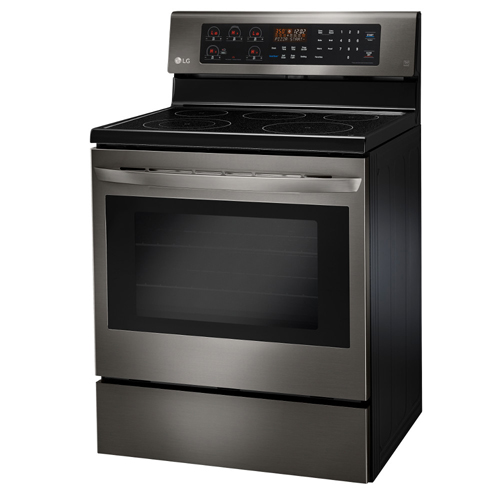 LG LRE3083BD 30" Black Stainless Smooth Top Range with 6.3 CuFt Self