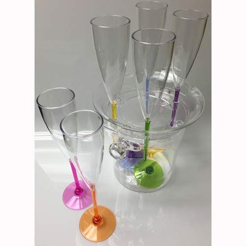 Privat PVT014A Acrylic Champagne Flute Set Of 6 With Ice Bucket