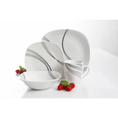 Gibson 94704.16 16 Piece Curvations Fine China Dinnerware Set For 4
