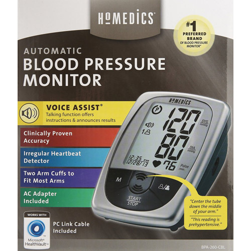 HoMedics BPA260CBL Automatic Arm Blood Pressure Monitor Gray