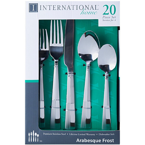 International Silver 5114325 20 Piece Arabesque Frost Flatware Set For