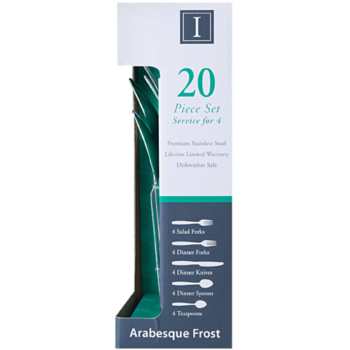 International Silver 5114325 20 Piece Arabesque Frost Flatware Set For