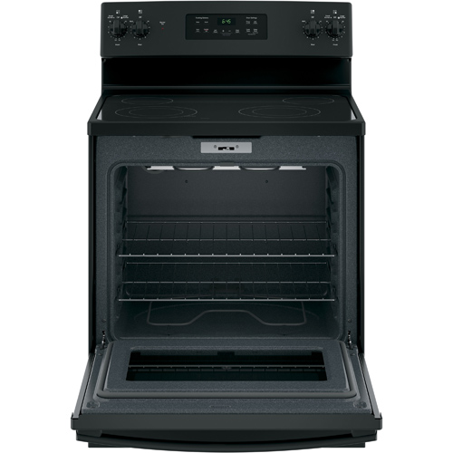GE JB645DKBB 30" Black Electric Smooth Top Range With 5.3 CuFt Self