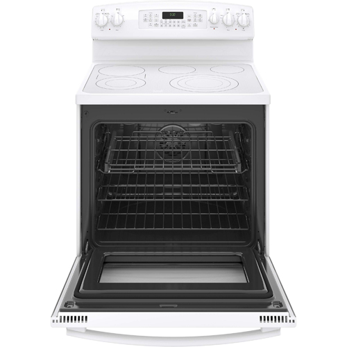 GE PB930THWW 30" Profile White Smooth Top Range With 5.3 CuFt Self