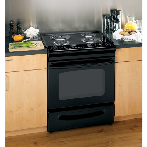 GE JSP39DNBB 30" Black Electric Coil Range With 4.4 CuFt SelfCleaning