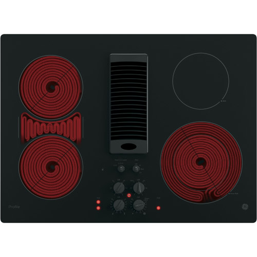 GE PP9830DJBB Profile™ Series 30" 4 Burner Downdraft Electric Cooktop