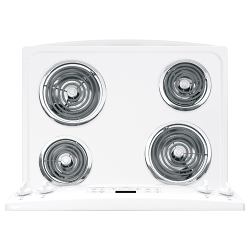 GE JB250DFWW 30" White Electric Coil Range With 5.3 CuFt SelfCleaning