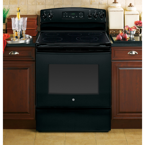 GE JB640DFBLK 30" Electric Smooth Top Range, 5.3 CuFt, SelfCleaning, Big View Oven Window