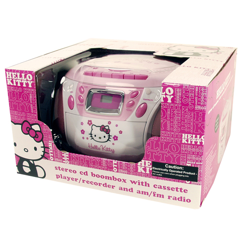 Hello Kitty KT2028A Stereo CD Boombox With Cassette Player/Recorder And AM/FM Radio, Top Loading