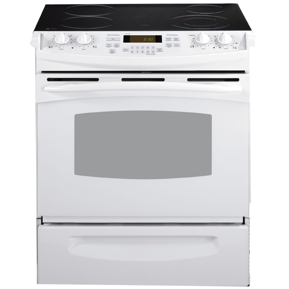 GE PS900DPWW 30" White Slide In Electric Range With 4.4 CuFt Self