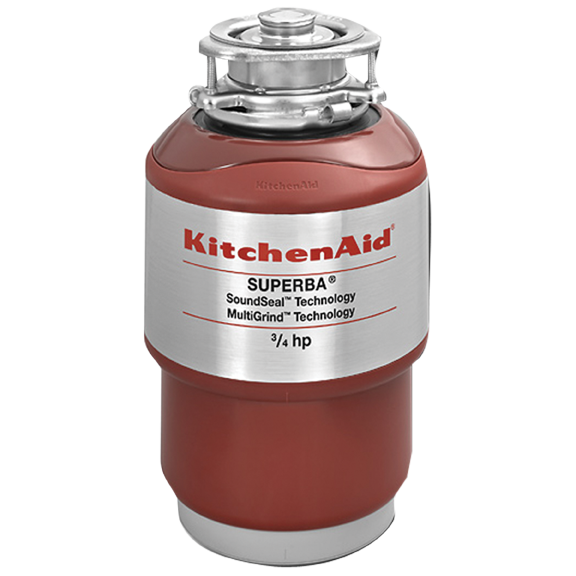 KitchenAid KCDS075T 3/4 HP Continuous Feed Food Disposer, 42 oz. Chamber Capacity, 2Piece