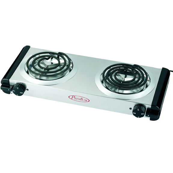 Premium PEB235 Double Electric Burner, Stainless Steel Body, Buffet