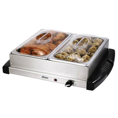 Oster CKSTBSDW02 Double Buffet Server, Two 2.5 Quart Buffet Pans With