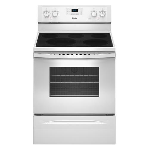 Whirlpool WFE525C0BW 30" Electric Smooth Top Range, 5.3 CuFt, Traditional SelfCleaning Oven