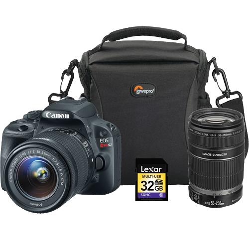 Digital SLR 18.0 MP EOS Rebel SL1 Camera With 55-250mm Lens, Camera Bag And 32GB SDHC Card