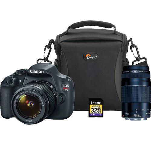 Digital SLR 18.0 MP EOS Rebel T5 Camera Kit With 75-300mm Lens, Camera Bag And 32GB SDHC Card