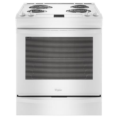 Whirlpool WEC530H0DW 30" White SlideIn Gas Range with 6.2 CuFt Self