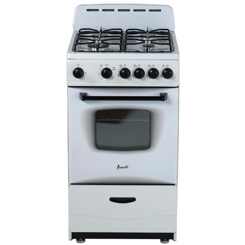 Avanti GR2011CW 20" White Freestanding Gas Range With 2.2 CuFt Oven