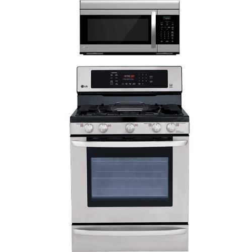 LG LRG3085ST 30" Freestanding Gas Range With 1.6 CuFt OverTheRange