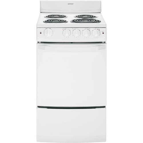 Hotpoint RA720KWH 20" Electric Coil Range, 2.4 CuFt, Solid Door, Coil