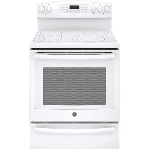 GE PB930THWW 30" Profile White Smooth Top Range With 5.3 CuFt Self