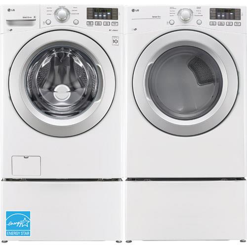 LG WM3170CW 4.3 CuFt White 27" Front Load Washer With 7.4 CuFt Performance Series White 27
