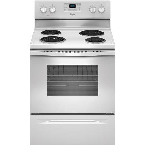 Whirlpool WFC310S0EWWW 30" White Electric Coil Range With 4.8 CuFt SelfCleaning Oven
