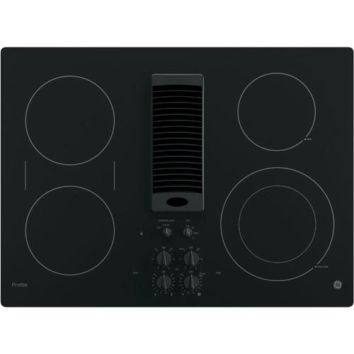 GE PP9830DJBB Profile™ Series 30" 4 Burner Downdraft Electric Cooktop