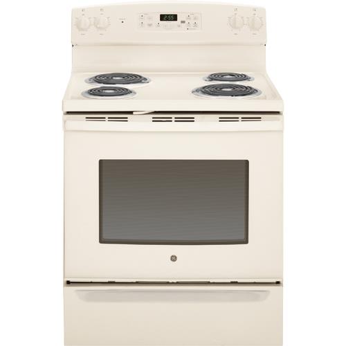 GE JB255DJCC 30" Bisque/Biscuit Electric Coil Range with 5.0 CuFt Self