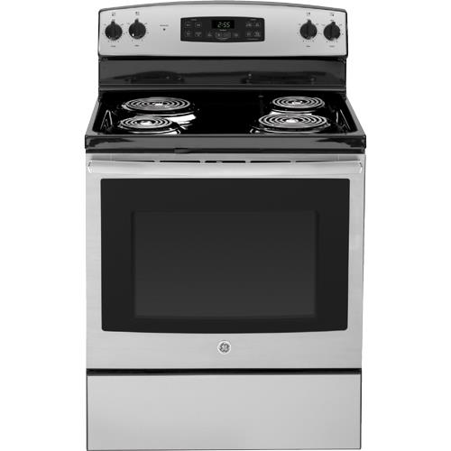 GE JB255RJSS 30" Stainless Steel Electric Coil Range with 5.0 CuFt Self