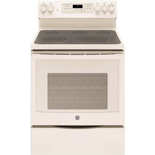 GE JB750DJCC 30" Bisque/Biscuit Smooth Top Range With 5.3 CuFt Self