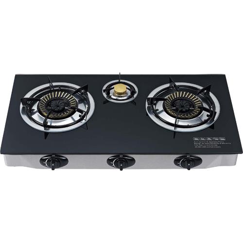 Hercules KE185B 3 Burner Super Heavy Duty Glass Top Gas Stove Black