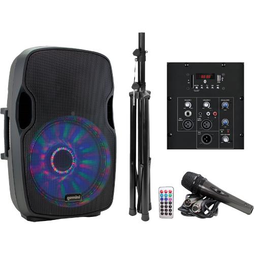GEMINI as15blult 15" 2000 Watt Bluetooth PA Speaker With LED Lights