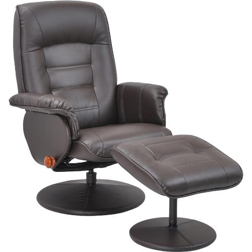 Benchmaster 7510073 Reclining Swivel Brown Chair With Ottoman