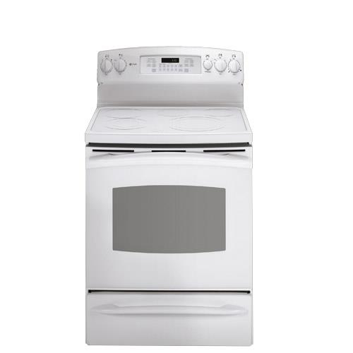 GE PB900TPWW 30" White Smooth Top Range With 5.3 CuFt SelfCleaning