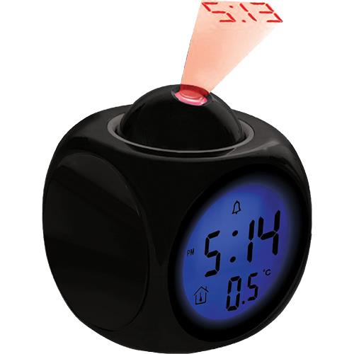 Coby CBC54BLK Talking Alarm Clock With LED Projector Black