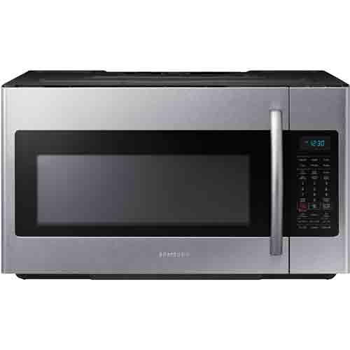 Samsung Me18h704sfs 1 8 Cuft 1000 Watt Stainless Steel Over The Samsung 1 8 Cuft Over The Range Microwave