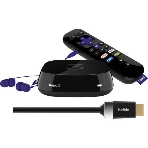 Roku 3 Media Streaming Player With Laptop TV High Speed HDMI Cable