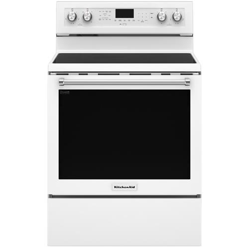 KitchenAid KFEG500EWHWH 30" White Electric Smooth Top Range With