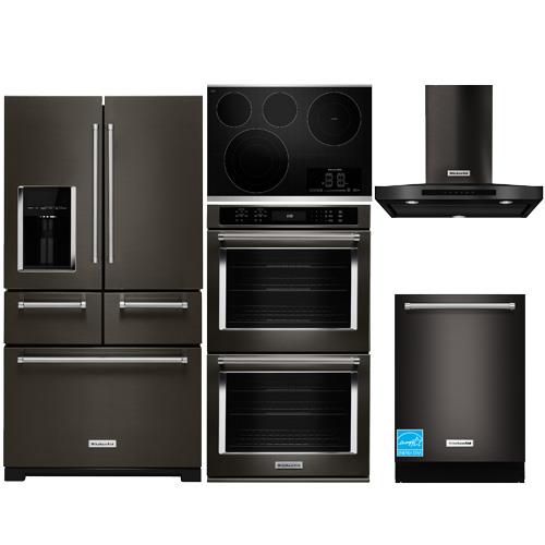 KitchenAid KRMF706EBS Black Stainless Steel Complete Kitchen Package