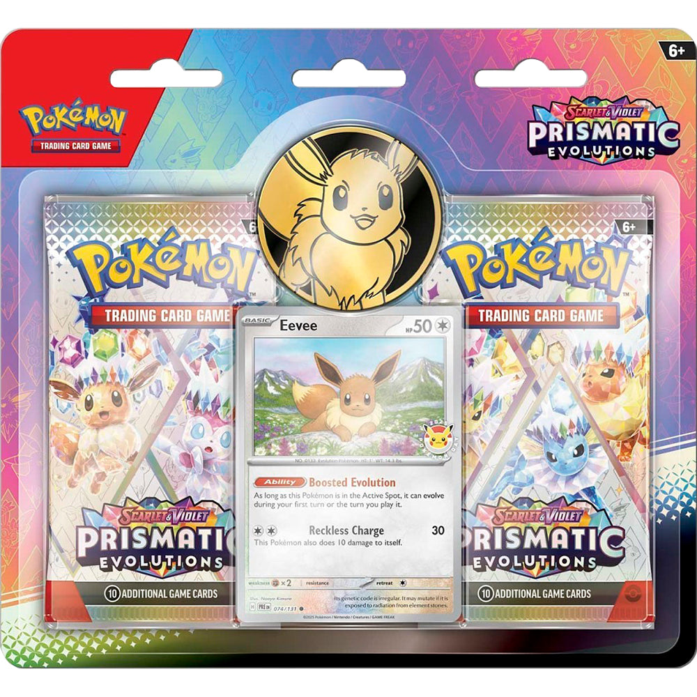 TCG: Scarlet & Violet-Prismatic Evolutions Eevee Card, Coin & 2 Booste – BrandsMart USA