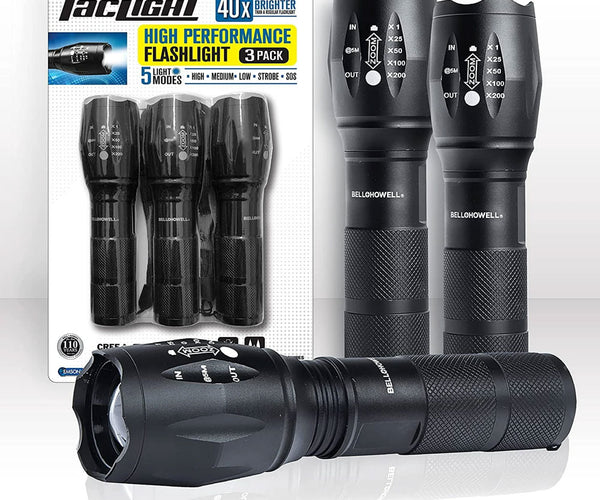 bell and howell tac light flashlight rechargeable Taclight 3 Pack 000 hours requires 3 Model:EXC72HB Zefal Women's Pro Gray 200-300