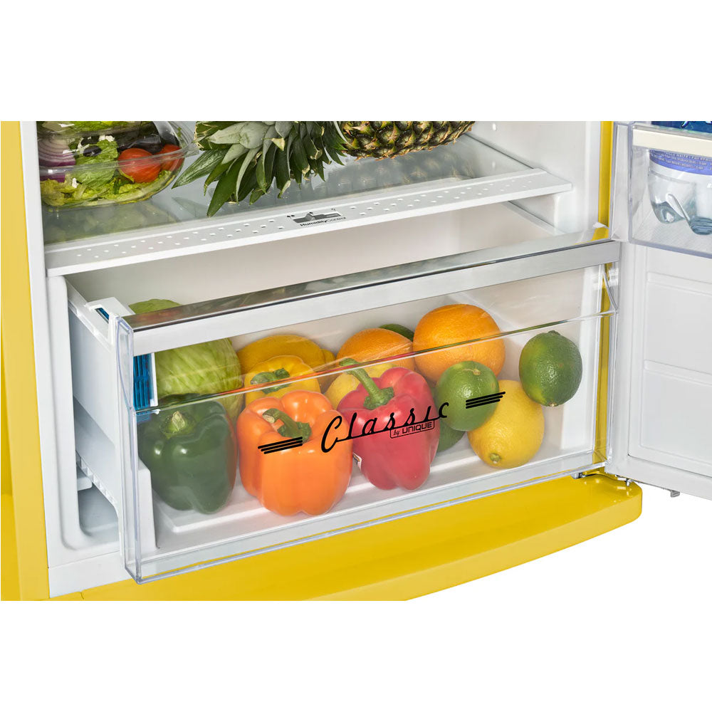 11 CuFt Classic Retro Top Freezer Refrigerator in Canary Yellow
