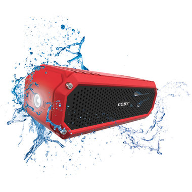 Coby CSBT322RED Rugged Gear Water-Resistant Portable Red Bluetooth