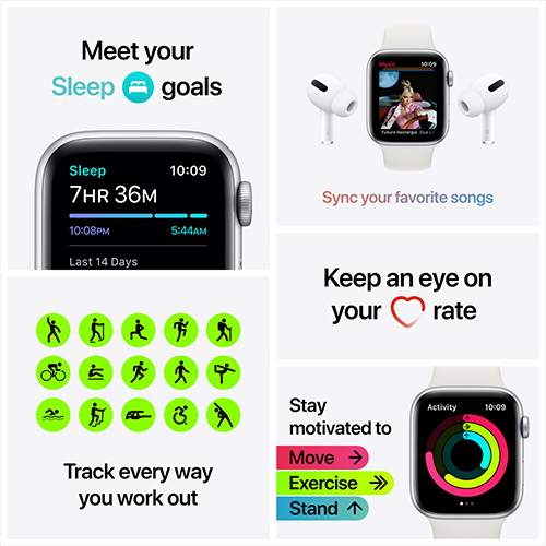 Apple MYDT2LLA Watch SE 44mm Space Gray Aluminum Case With Black Sport Band  (GPS) | BrandsMart USA