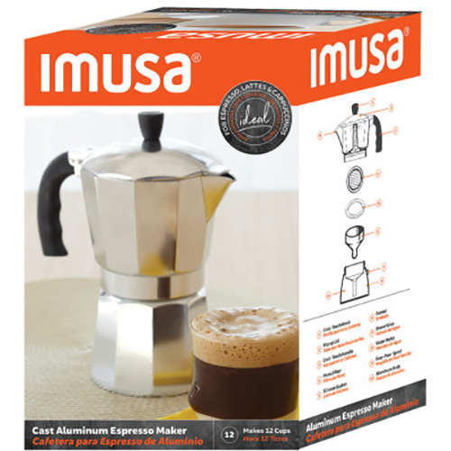 IMUSA Aluminum Stovetop Espresso Maker 12 Cup Silver, 2 Pack